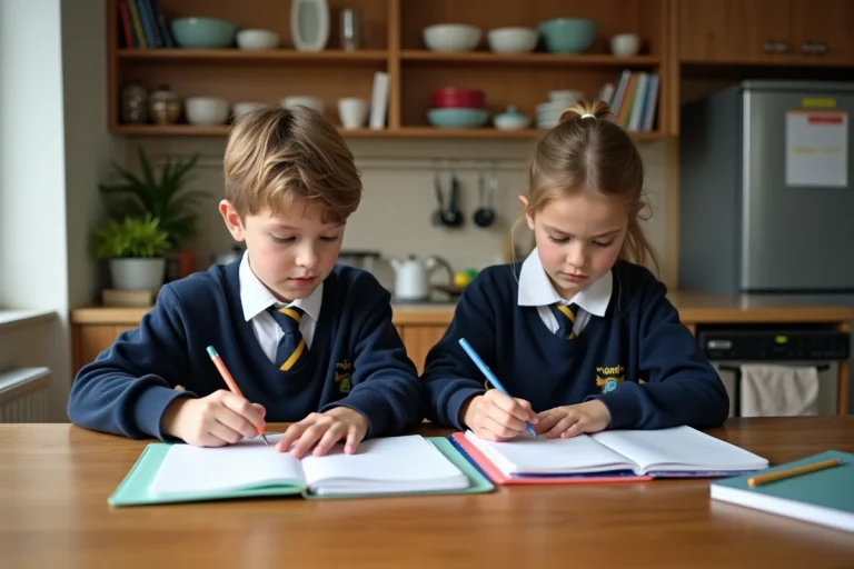 Adolescents organisant leur planning scolaire à la maison